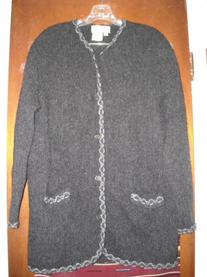 Womens Denbigh Knitwear Charcoal Gray Sweater Jacket S