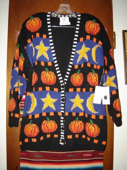 Marisa Christina Halloween Pumpkin Cardigan Sweater XL