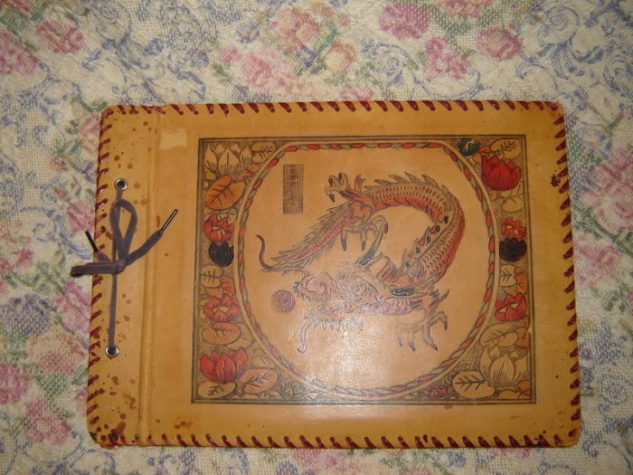Vintage Asian Shanghai The Bund Leather Scrapbook Album