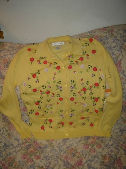 Womens Susan Bristol Yellow Cardigan Sweater S