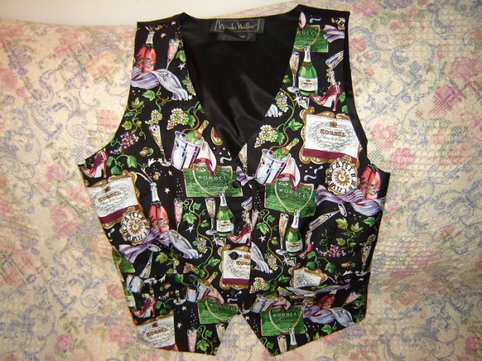 Nicole Miller Silk Vest Korbel Champagne New Years S
