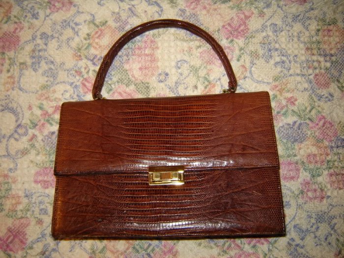 Vintage Bellestone Lizard Leather Flap Close Purse Bag