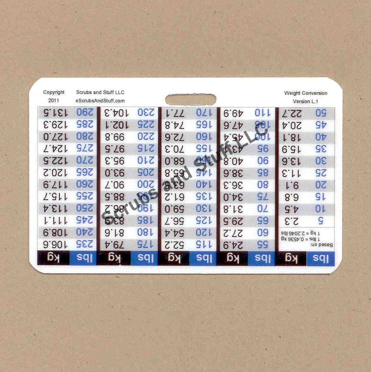 Weight Conversion Badge Card Horizontal Upside-down Version General Range