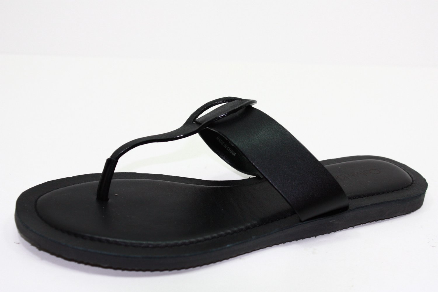 Calvin Klein SHORE CALF Sandals BLACK Womens Shoes 6