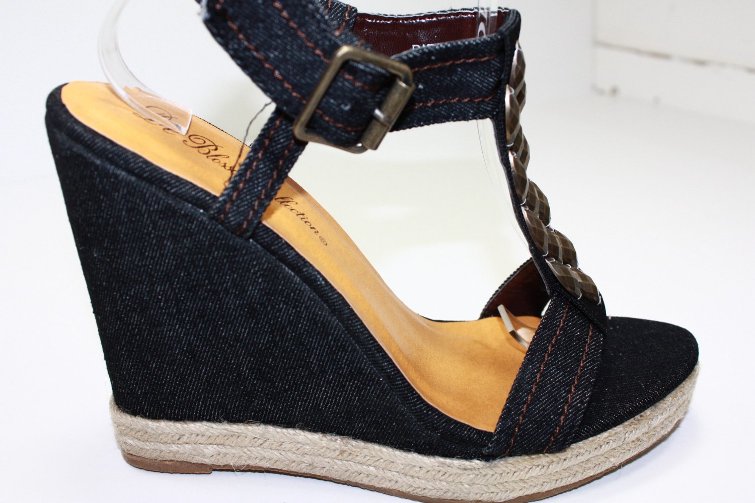 Platforms High Heel Sandals Wedge Denim Open Toe Shoes