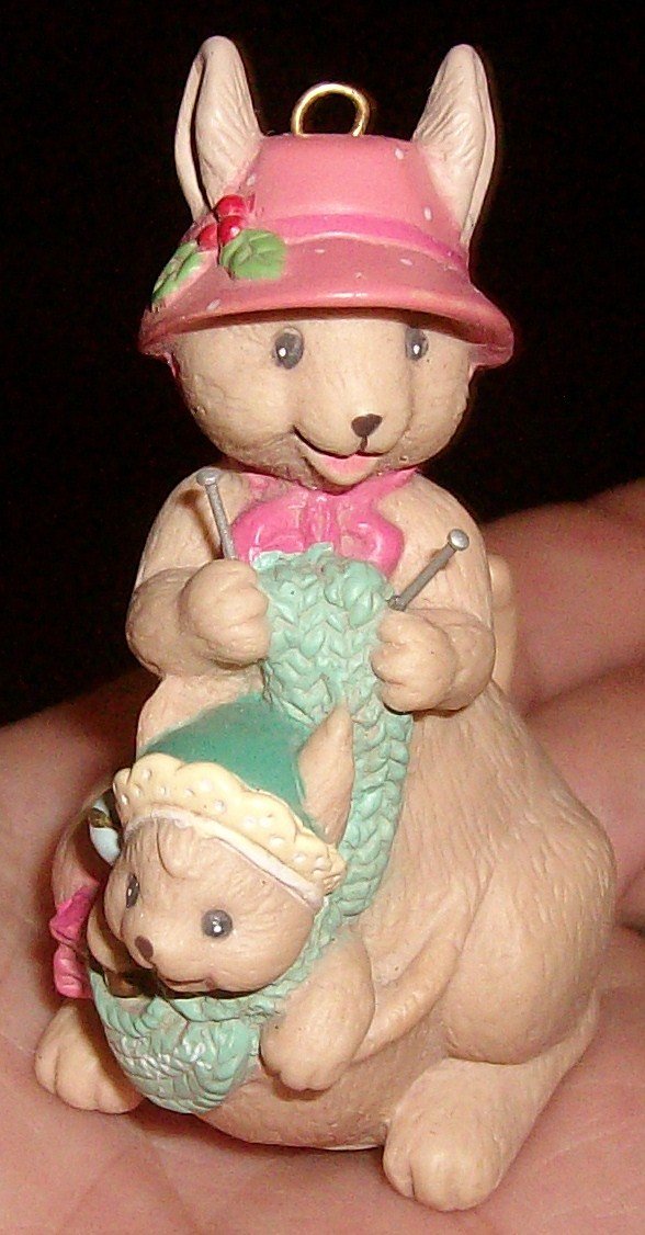 1992 Enesco Hoppy Holidays Kangaroo & Baby Ornament