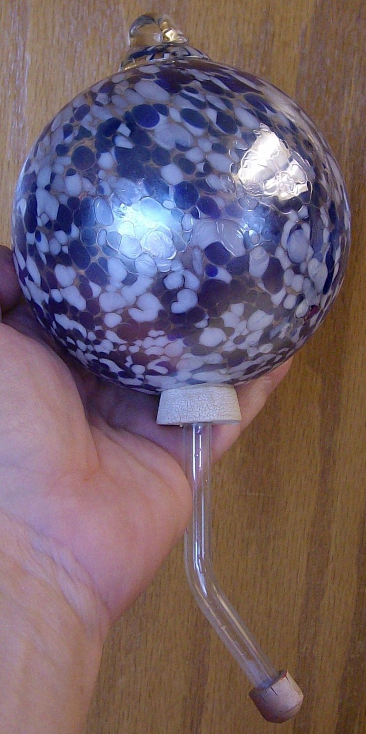 Vintage Art Glass Hummingbird Globe Feeder