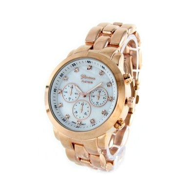 Geneva Platinum Rose Gold-Tone Mother-of-Pearl Oversized Watch GP9198