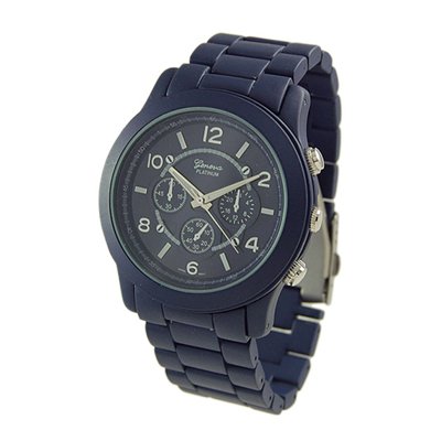Geneva Platinum Blue Oversized Ceramic-Style Watch GP9158