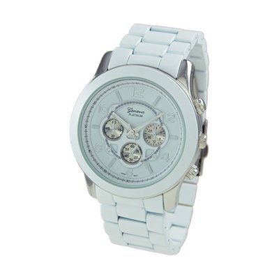 Geneva Platinum White Oversized Ceramic-Style Watch GP9158