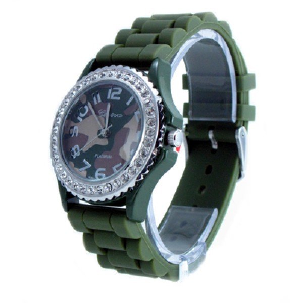 Geneva Platinum Camo Dial Silicone Jelly Watch GP6886