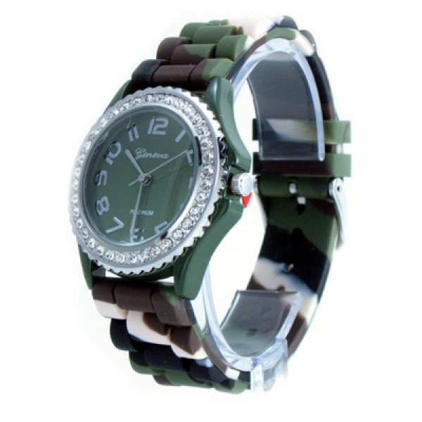 Geneva Platinum Camo Strap Silicone Jelly Watch GP6886