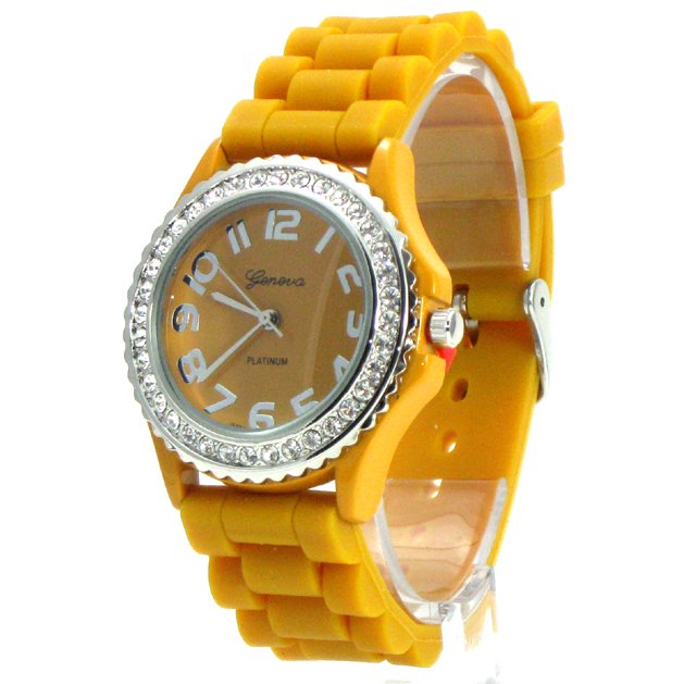 Geneva Platinum Mustard Silicone Jelly Watch GP6886