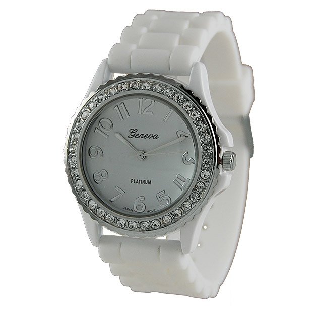 Geneva Platinum White Silicone Jelly Watch GP6886