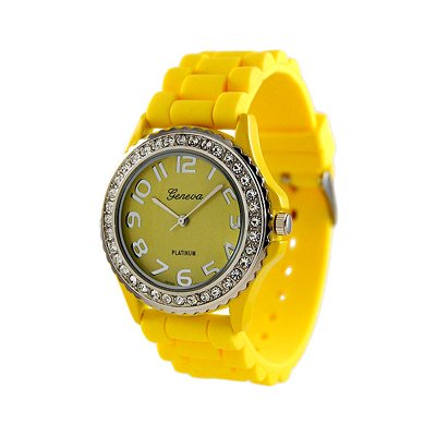 Geneva Platinum Yellow Silicone Jelly Watch GP6886