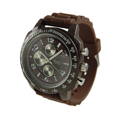 Geneva Platinum Brown Silicone Jelly Rubber Sports Watch Tachymeter GP7842