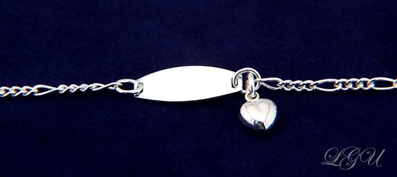 STERLING SILVER FIGARO CHILD ID BRACELET