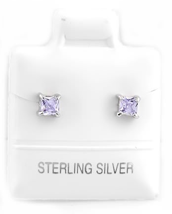STERLING SILVER JUNE BIRTHSTONE CZ CHILD POST EARRINGS 3mm