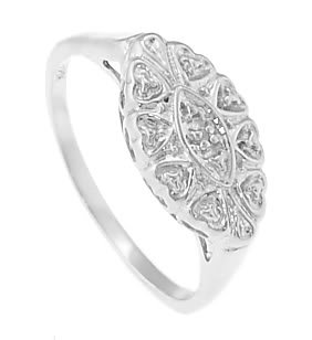 STERLING SILVER FILIGREE DESIGN PRINCESS PROMISE RING