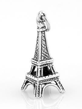 STERLING SILVER 3D PARIS EIFFEL TOWER CHARM/PENDANT