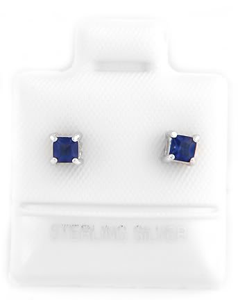 STERLING SILVER SEPTEMBER BIRTHSTONE CZ CHILD POST EARRINGS 3mm