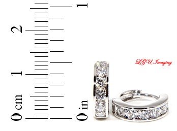 STERLING SILVER CZ ROUND CUT HINGED HOOP EARRINGS