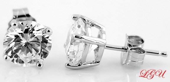 Sterling Silver CZ Round Cut Stud Earrings 7MM