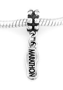 STERLING SILVER DANGLING MARATHON SHOE EUROPEAN BEAD