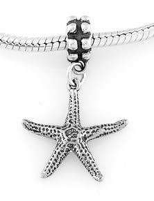 STERLING SILVER DANGLING STARFISH EUROPEAN BEAD