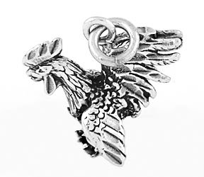 STERLING SILVER GAMECOCK ROOSTER 3D CHARM/PENDANT