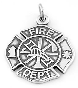 STERLING SILVER FIRE DEPARTMENT MALTESE CROSS CHARM/PENDANT
