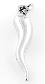 STERLING SILVER LARGE PUFFED ITALIAN HORN CHARM/PENDANT