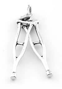 STERLING SILVER 3D CRUTCHES CHARM/ PENDANT
