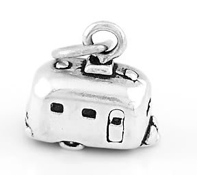 STERLING SILVER 3D RV CAMPER VACTION TRAILER CHARM/ PENDANT