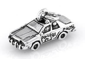 STERLING SILVER POLICE SQUAD CAR CHARM/PENDANT