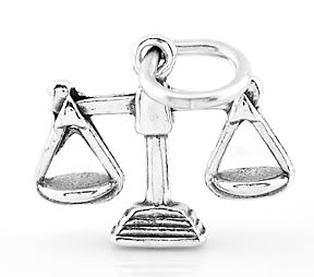 STERLING SILVER LAW SCALES OF JUSTICE 3D CHARM/PENDANT