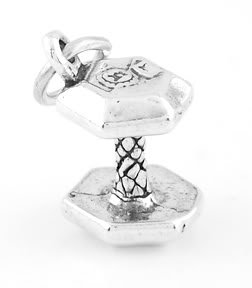 STERLING SILVER DUMBELL WEIGHT CHARM/PENDANT