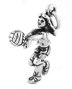 STERLING SILVER FEMALE VOLLEYBALL PLAYER CHARM/PENDANT