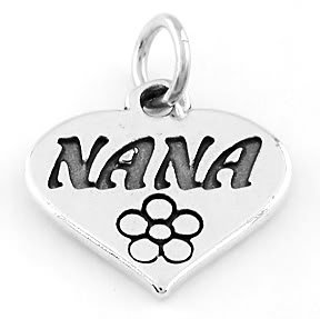 STERLING SILVER NANA IN HEART CHARM/PENDANT