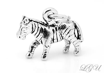 STERLING SILVER ZEBRA 3D CHARM/PENDANT
