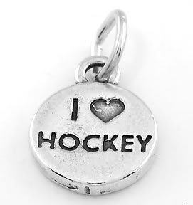 STERLING SILVER I LOVE HOCKEY CHARM/PENDANT