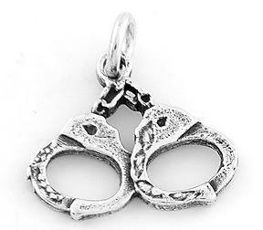 STERLING SILVER POLICE HANDCUFFS CHARM/PENDANT