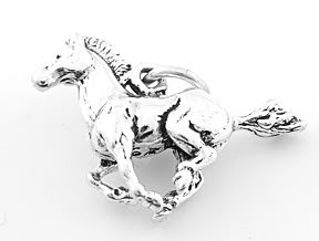 STERLING SILVER HORSE STALLION MUSTANG 3D SOLID CHARM