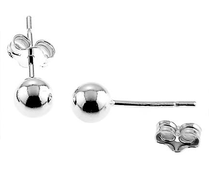 STERLING SILVER 5MM BALL STUD POST EARRINGS