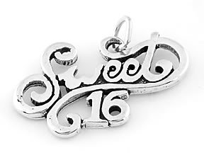 STERLING SILVER FANCY SWEET 16 CHARM/PENDANT