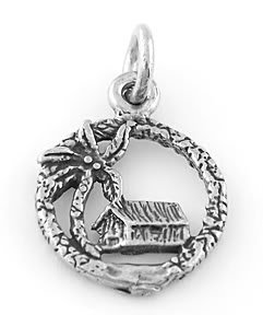 STERLING SILVER BEACH HOUSE PALM TREE CHARM/PENDANT