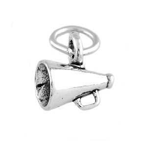 STERLING SILVER CHEERLEADER'S MEGAPHONE CHARM/PENDANT