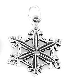 STERLING SILVER DIMENSIONAL SNOWFLAKE CHARM/PENDANT