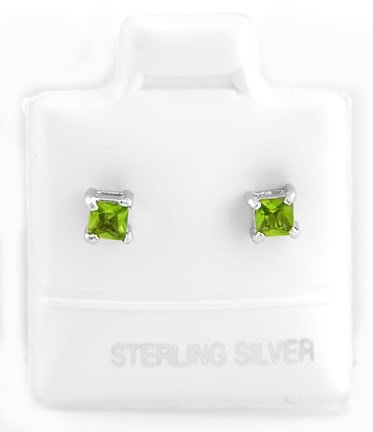 STERLING SILVER AUGUST BIRTHSTONE CZ CHILD POST EARRINGS 3mm