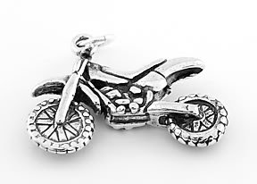 STERLING SILVER MOTOCROSS 3D DIRT BIKE CHARM/PENDANT